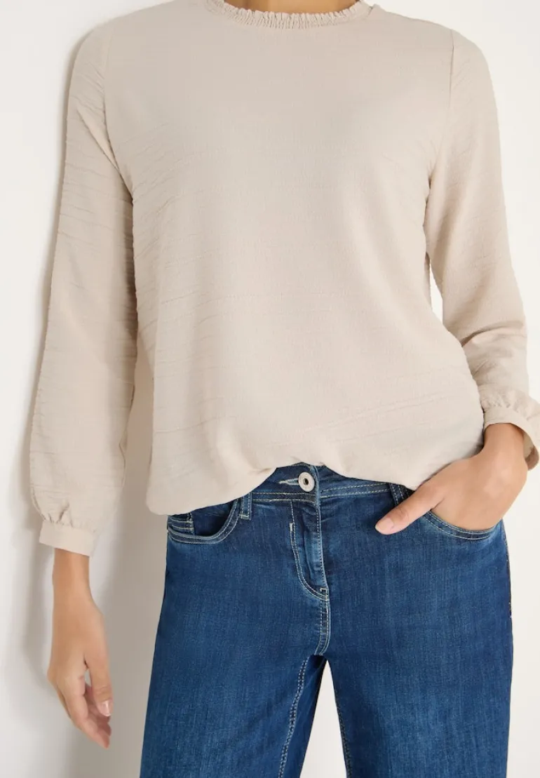 Bluse mit Smock-Ausschnitt pearl beige