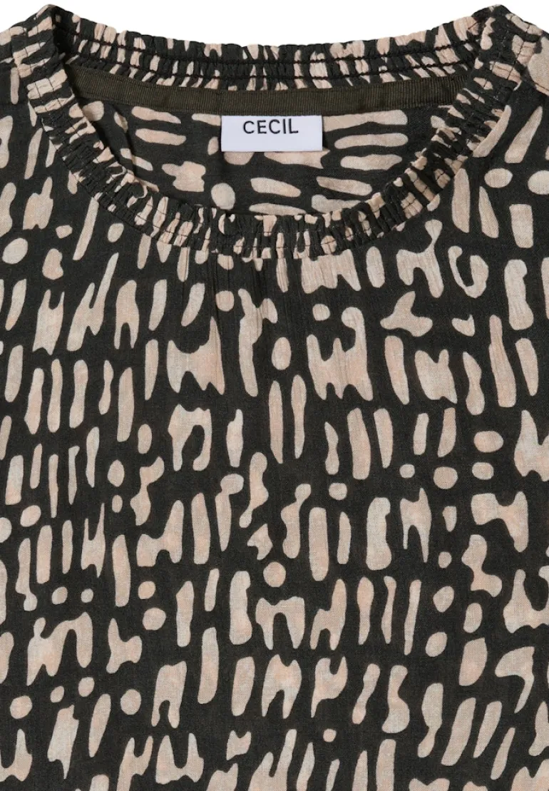Bluse mit Smock-Ausschnitt raw khaki