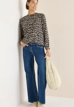 Bluse mit Smock-Ausschnitt raw khaki