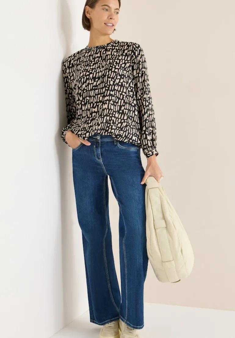 Bluse mit Smock-Ausschnitt raw khaki