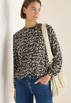 Bluse mit Smock-Ausschnitt raw khaki