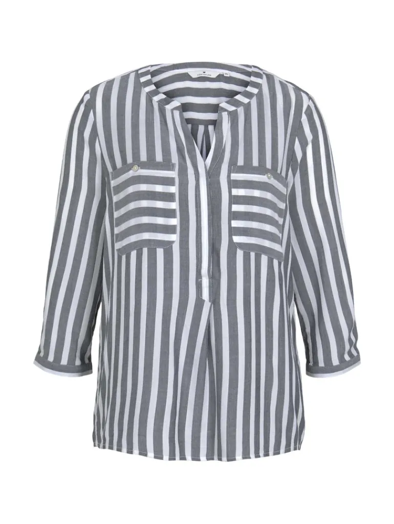 Bluse mit Streifenmuster offwhite navy vertical stripe