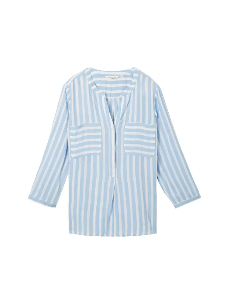 Bluse mit Streifenmuster offwhite blue vertical stripe