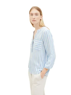 Bluse mit Streifenmuster offwhite blue vertical stripe