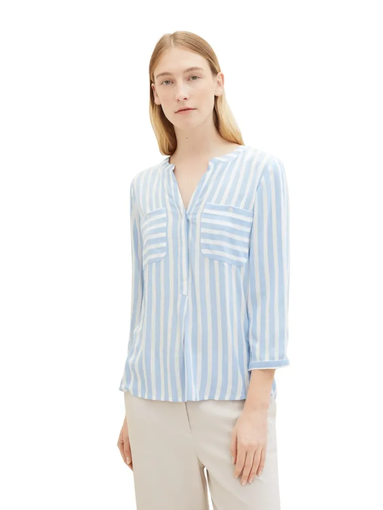 Bluse mit Streifenmuster offwhite blue vertical stripe