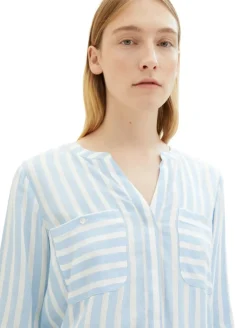 Bluse mit Streifenmuster offwhite blue vertical stripe