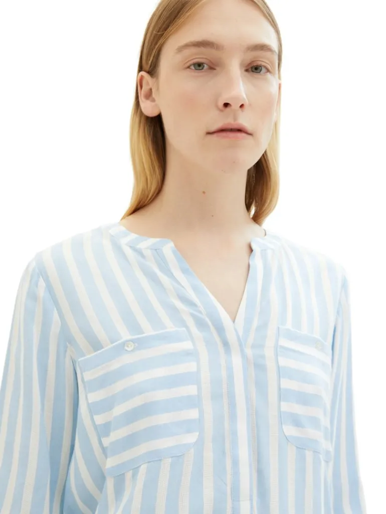 Bluse mit Streifenmuster offwhite blue vertical stripe