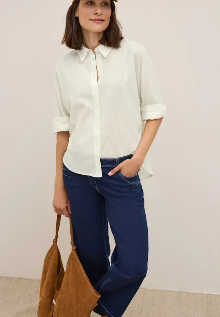 Bluse mit Streifenstruktur vanilla white