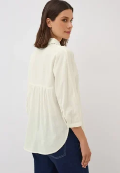 Bluse mit Streifenstruktur vanilla white