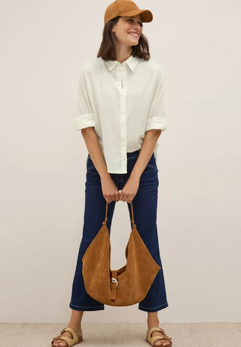 Bluse mit Streifenstruktur vanilla white