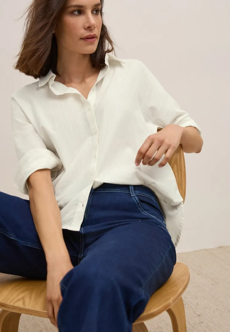 Bluse mit Streifenstruktur vanilla white