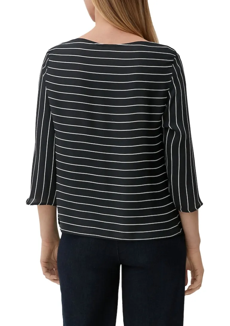 Bluse mit U-Boot-Ausschnitt schwarz