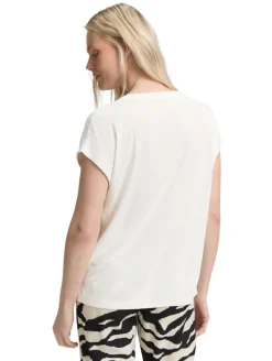 Blusenshirt im Material-Mix whisper white