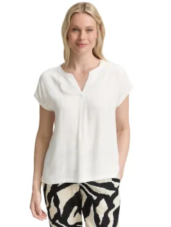 Blusenshirt im Material-Mix whisper white