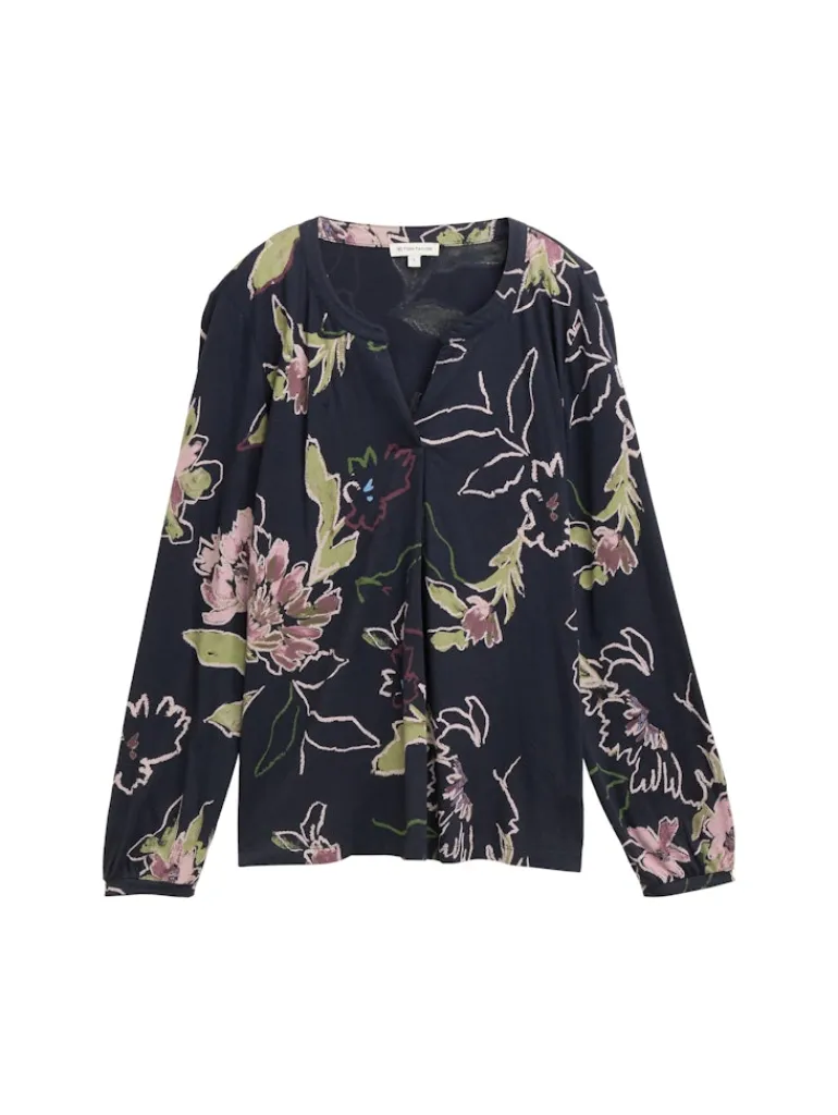 Blusenshirt mit Bügelfalte big flower design