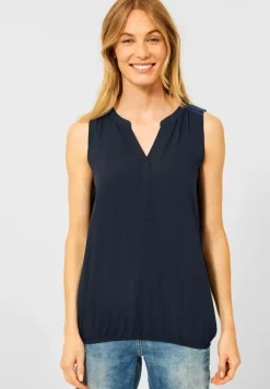 Blusentop mit Schulterdetail deep blue