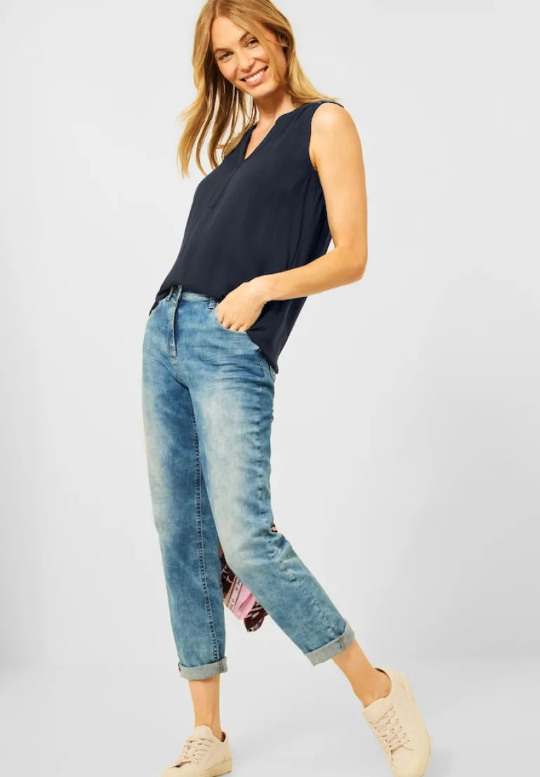 Blusentop mit Schulterdetail deep blue