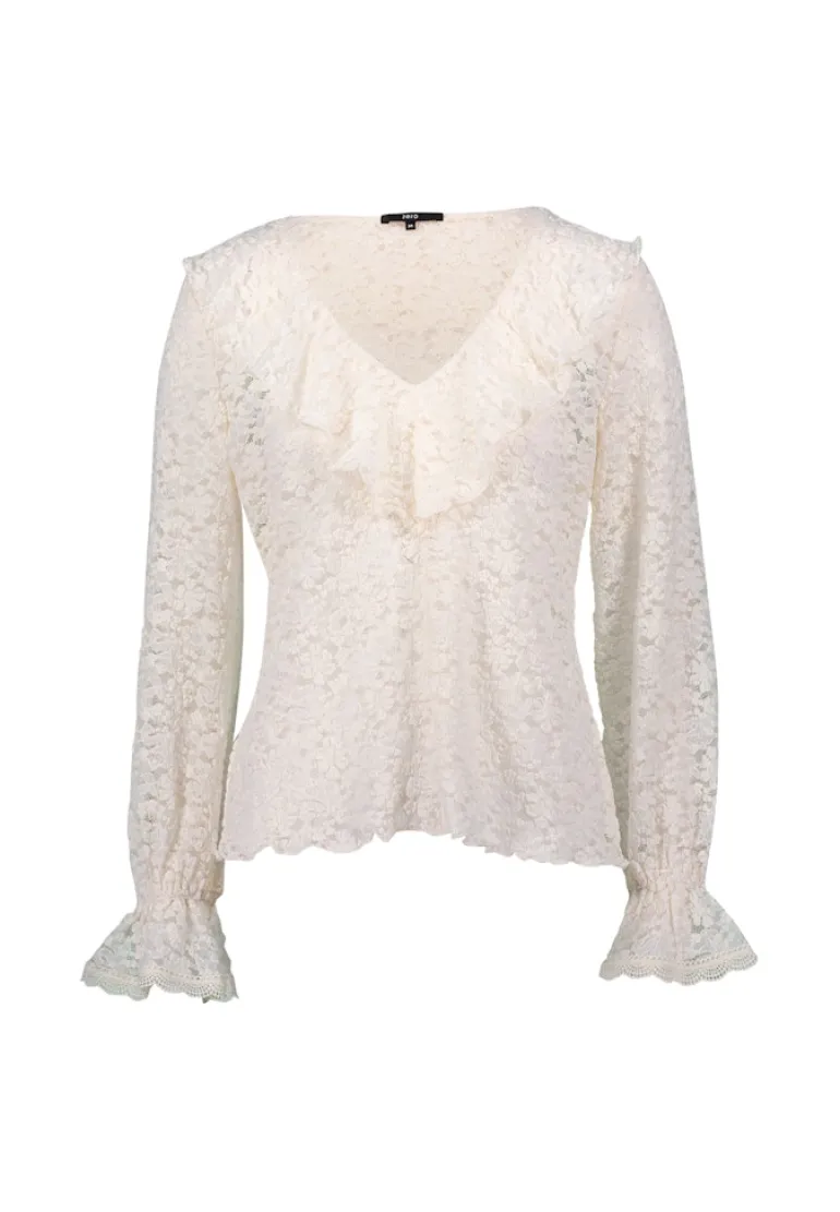 Boho-Bluse aus Spitze eggnog