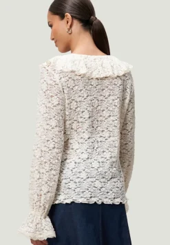 Boho-Bluse aus Spitze eggnog