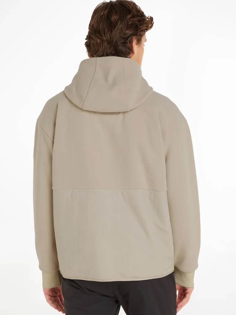 BONDED FLEECE ZIP HOODED JACKET stony beige