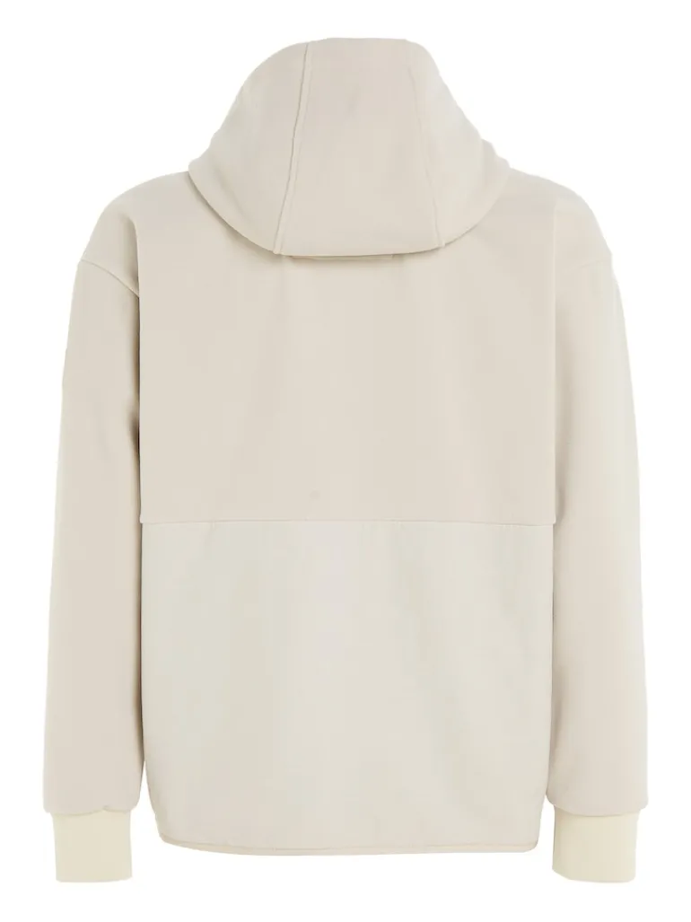 BONDED FLEECE ZIP HOODED JACKET stony beige