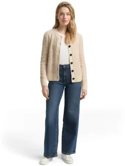Bouclé Cardigan mit Wollanteil sand stone beige melange