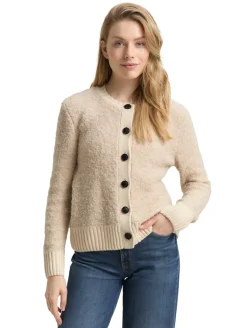 Bouclé Cardigan mit Wollanteil sand stone beige melange
