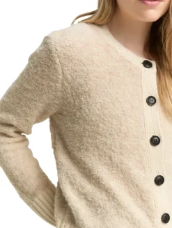 Bouclé Cardigan mit Wollanteil sand stone beige melange