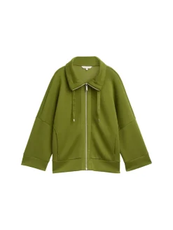 Boxy Fit Scuba Sweatjacke deep ivy green