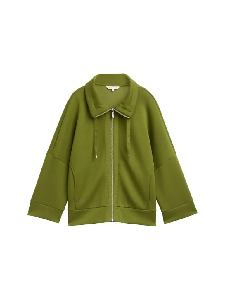 Boxy Fit Scuba Sweatjacke deep ivy green
