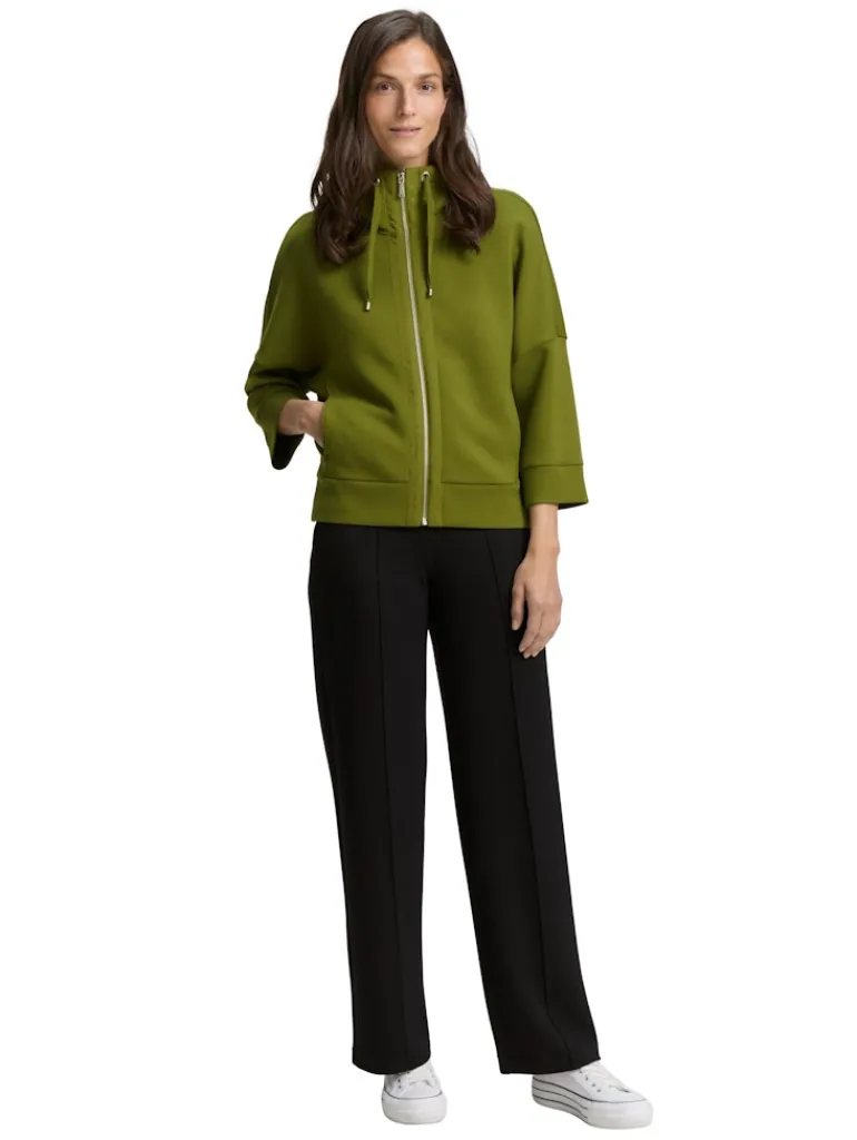 Boxy Fit Scuba Sweatjacke deep ivy green