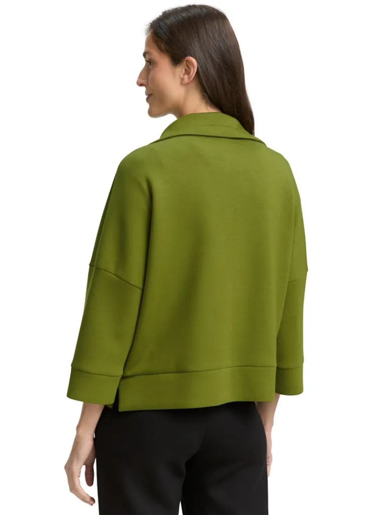 Boxy Fit Scuba Sweatjacke deep ivy green