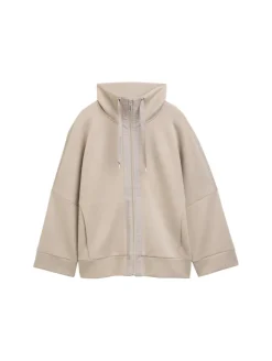 Boxy Fit Scuba Sweatjacke soft taupe grey