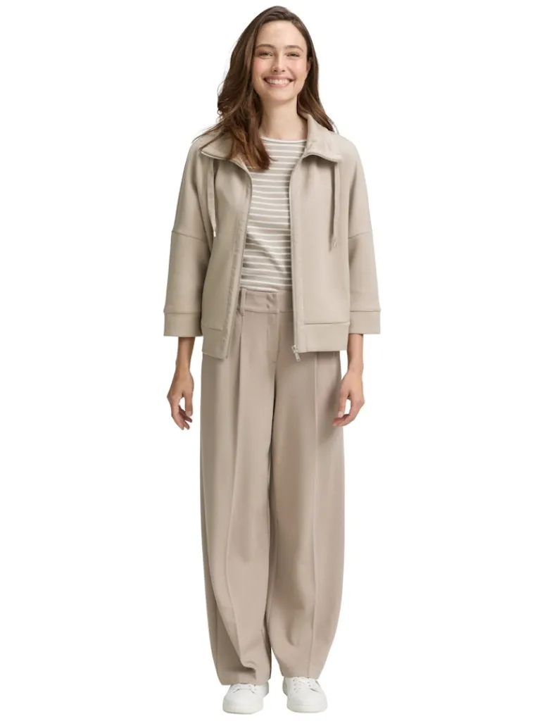 Boxy Fit Scuba Sweatjacke soft taupe grey
