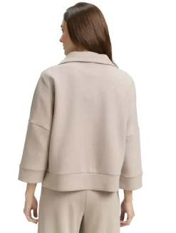 Boxy Fit Scuba Sweatjacke soft taupe grey