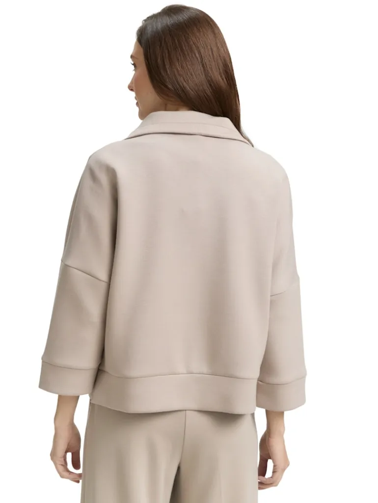 Boxy Fit Scuba Sweatjacke soft taupe grey