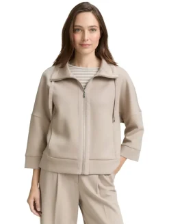 Boxy Fit Scuba Sweatjacke soft taupe grey