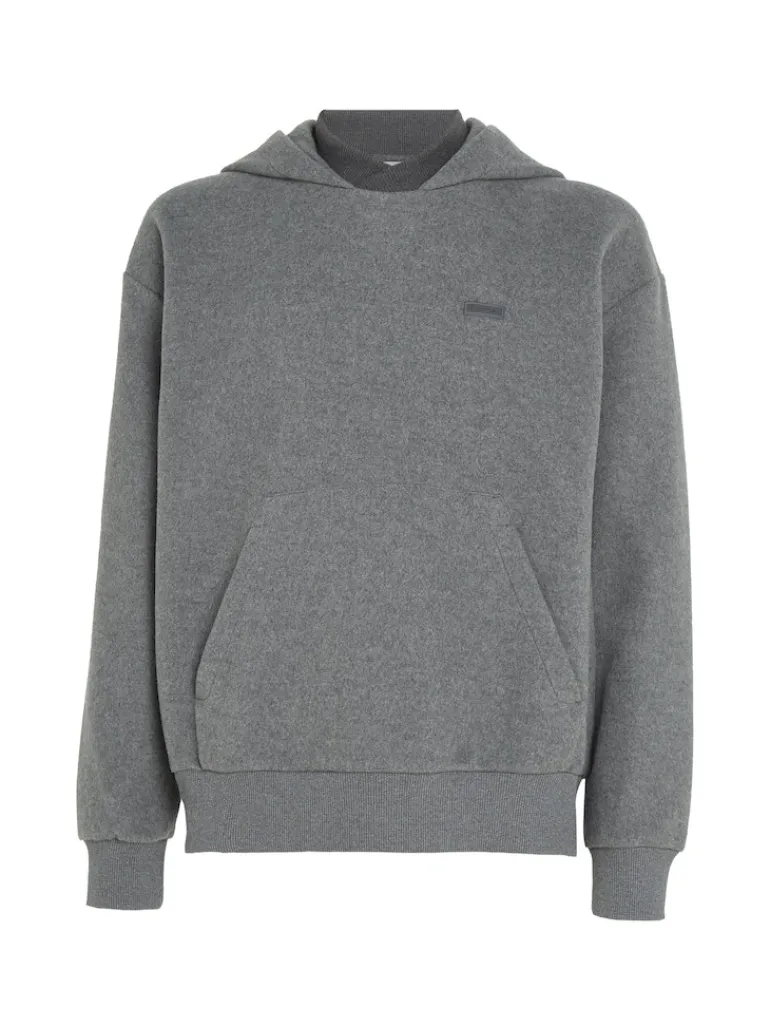 BRUSHED FLEECE COMFORT HOODIE dark grey heather