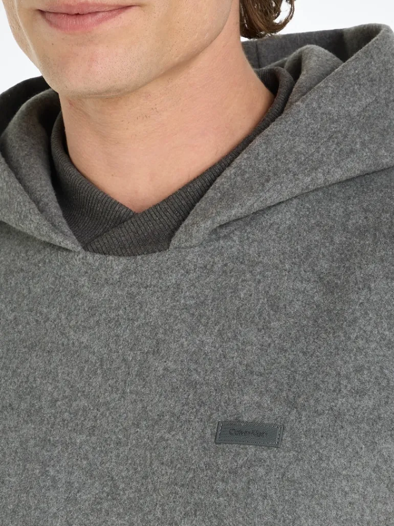 BRUSHED FLEECE COMFORT HOODIE dark grey heather