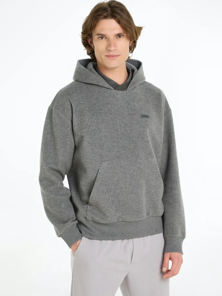 BRUSHED FLEECE COMFORT HOODIE dark grey heather