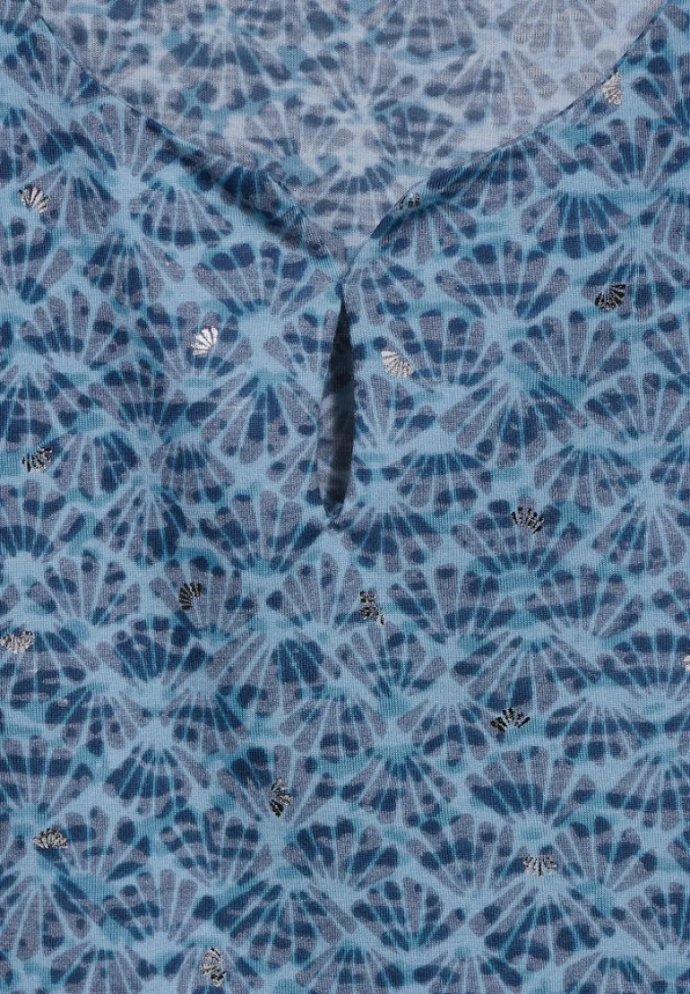 Burn-Out Print Top easy blue