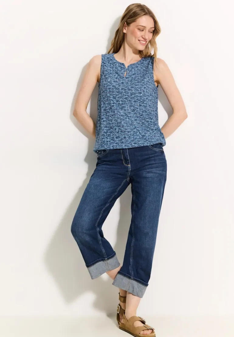 Burn-Out Print Top easy blue