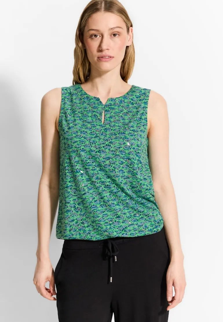 Burn-Out Print Top fresh apple green