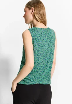 Burn-Out Print Top fresh apple green