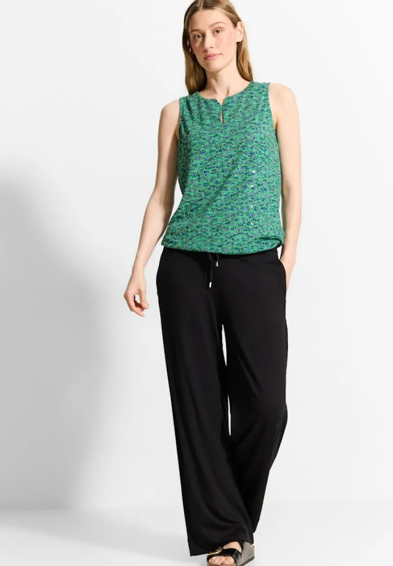 Burn-Out Print Top fresh apple green