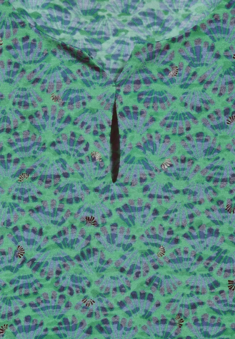 Burn-Out Print Top fresh apple green