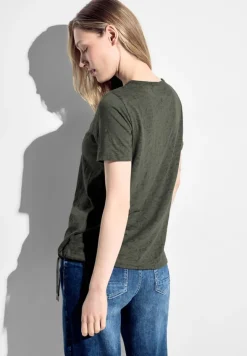 Burn Out T-Shirt mit Print cool khaki