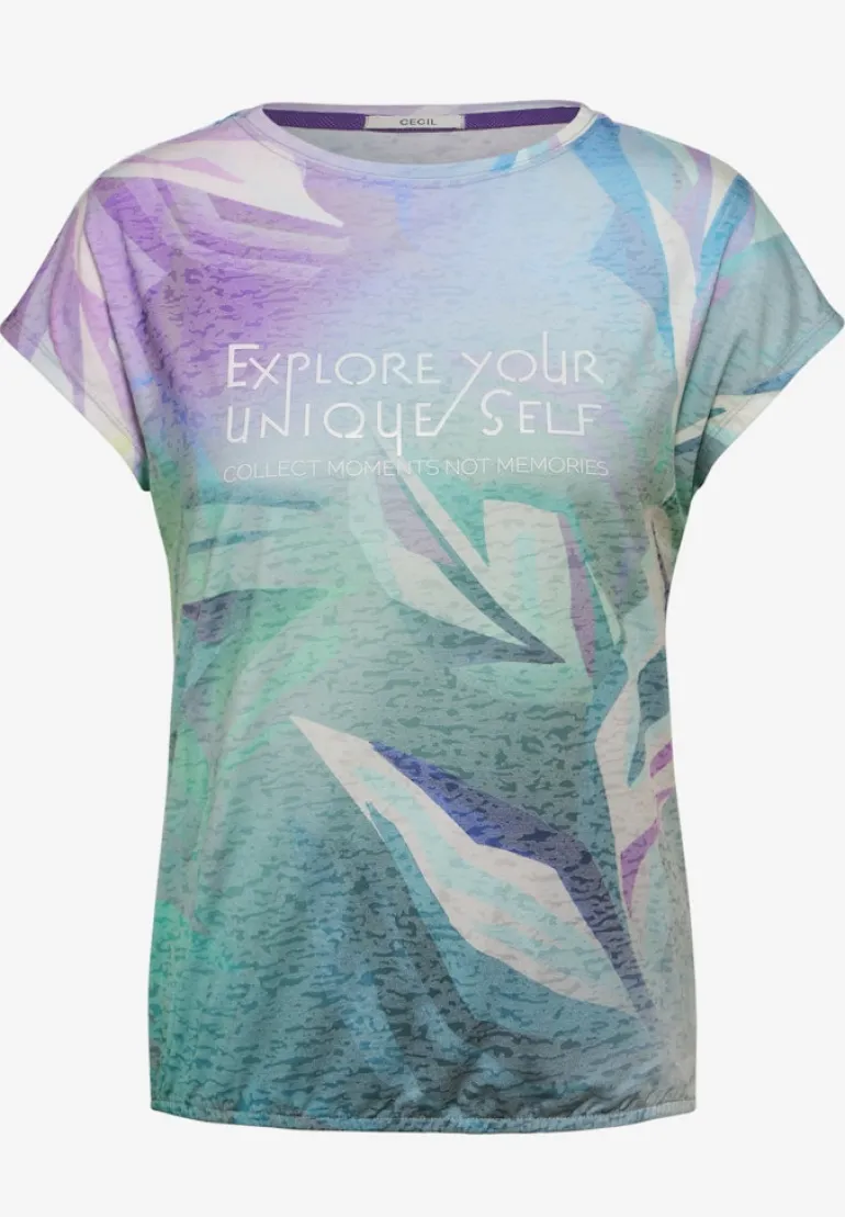 Burn-Out T-Shirt mit Print fir green