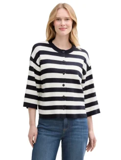 Cardigan mit Streifenmuster navy offwhite block stripe