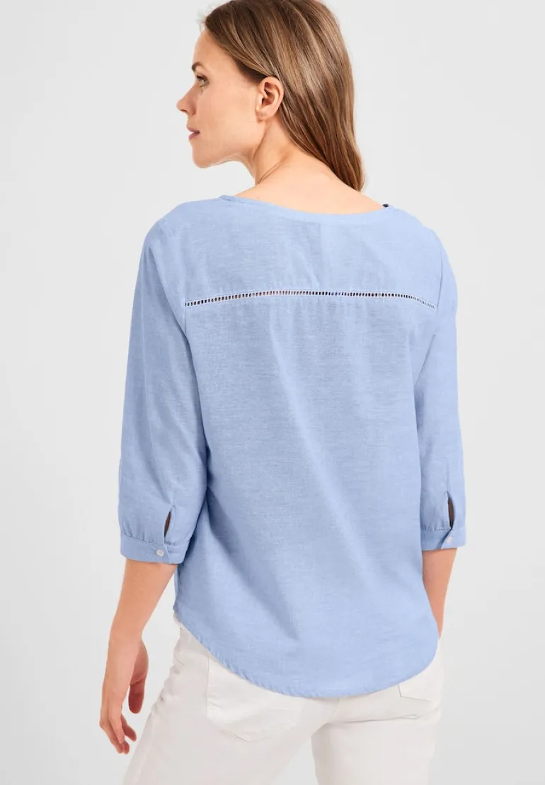 Chambrée V-Neck Bluse blue
